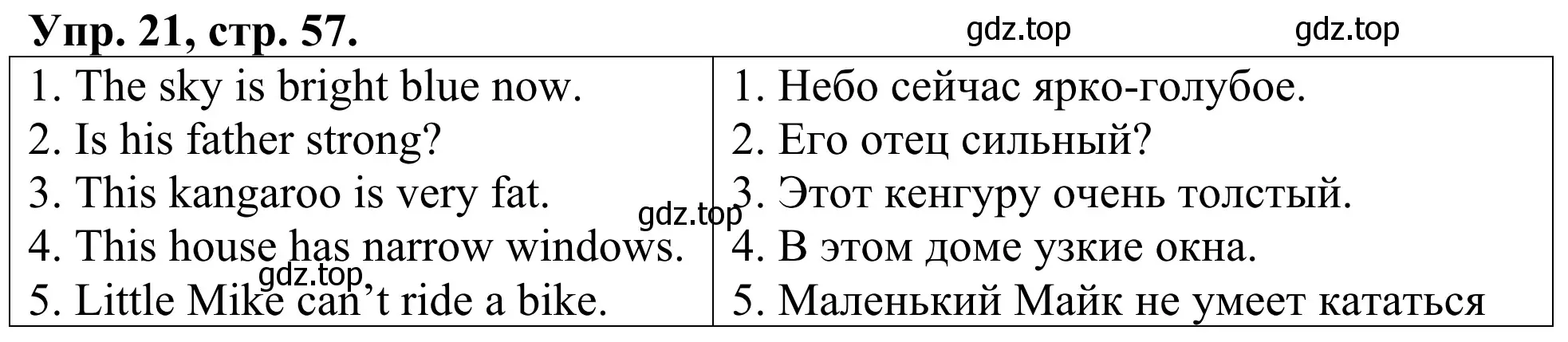 Решение номер 21 (страница 57) гдз по английскому языку 3 класс Афанасьева, Михеева, лексико-грамматический практикум