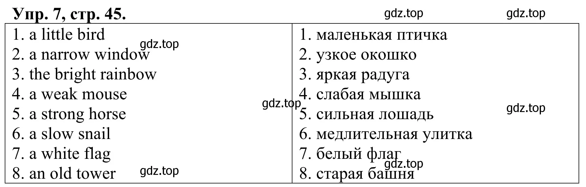 Решение номер 7 (страница 45) гдз по английскому языку 3 класс Афанасьева, Михеева, лексико-грамматический практикум