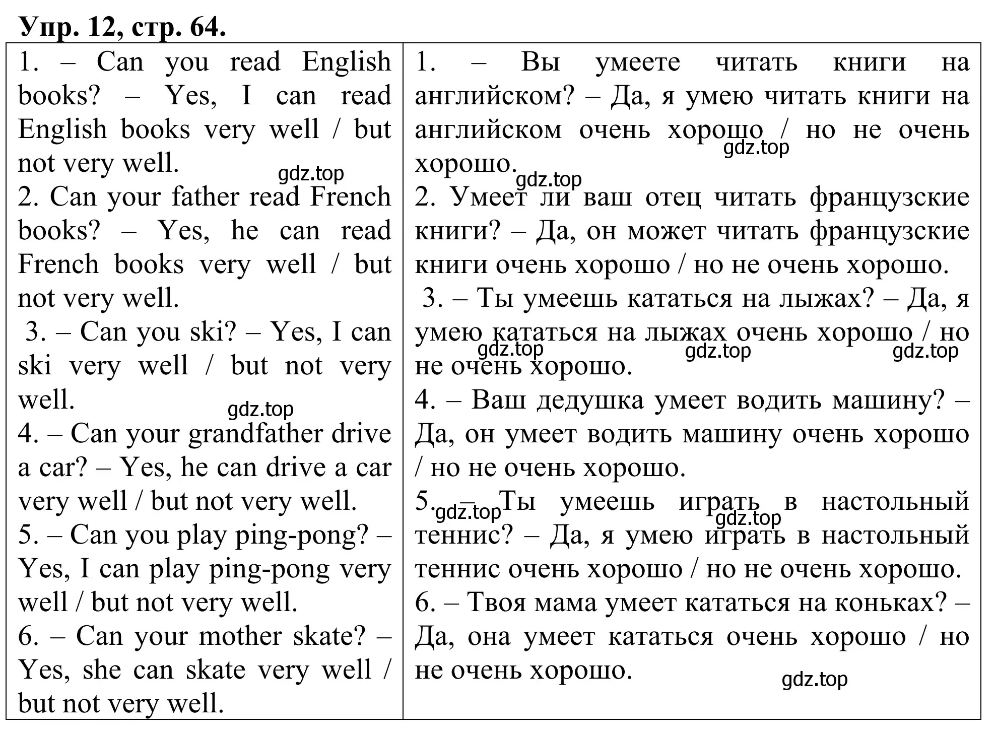 Решение номер 12 (страница 64) гдз по английскому языку 3 класс Афанасьева, Михеева, лексико-грамматический практикум