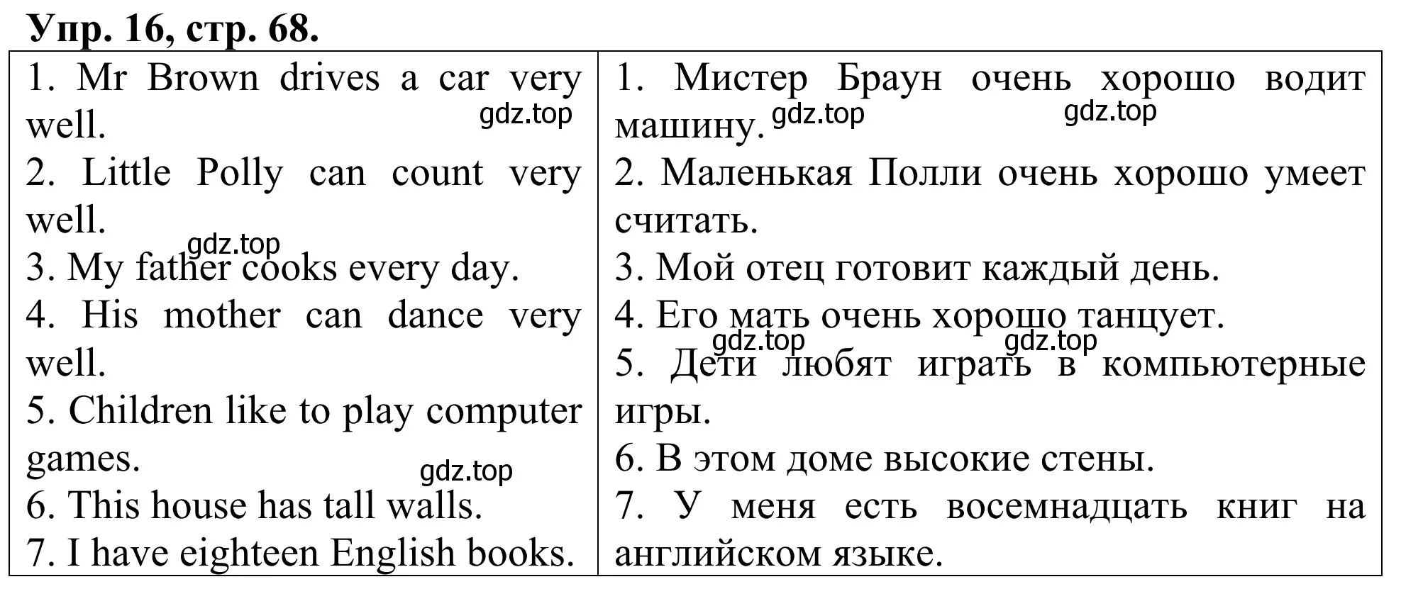 Решение номер 16 (страница 68) гдз по английскому языку 3 класс Афанасьева, Михеева, лексико-грамматический практикум