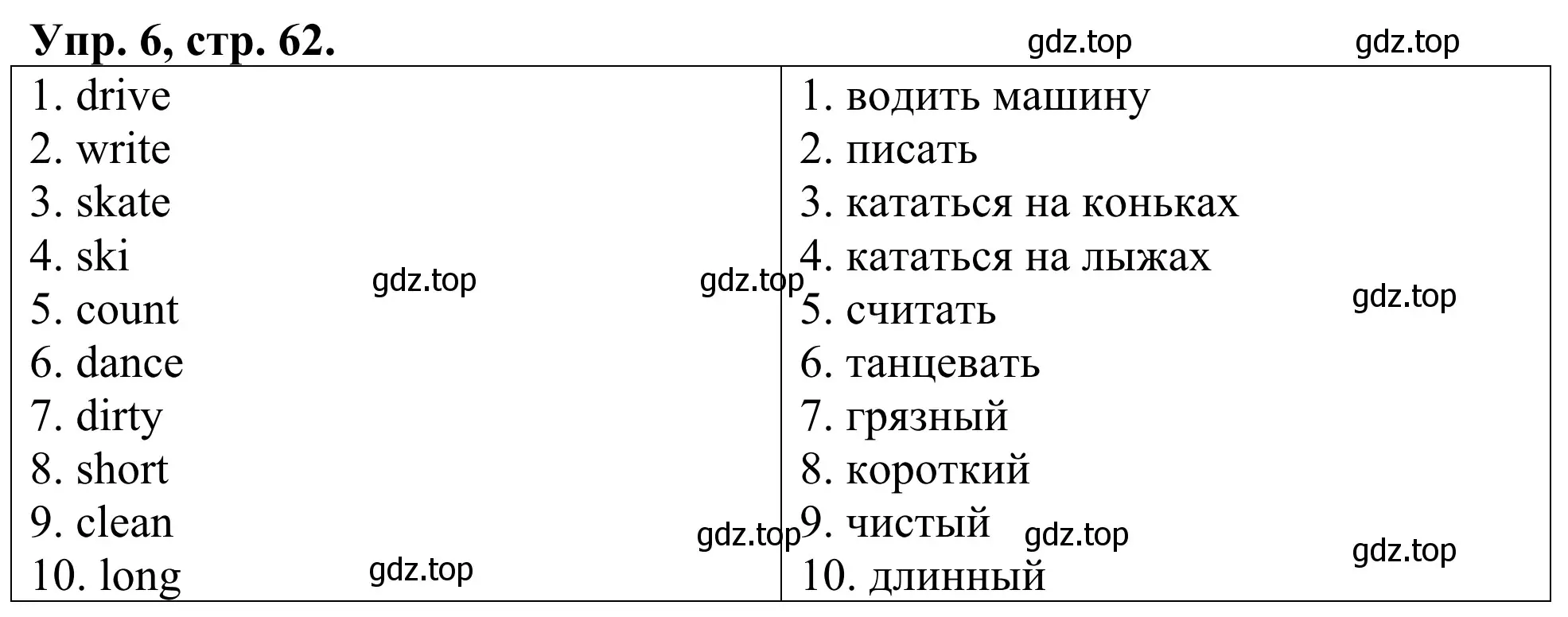 Решение номер 6 (страница 62) гдз по английскому языку 3 класс Афанасьева, Михеева, лексико-грамматический практикум