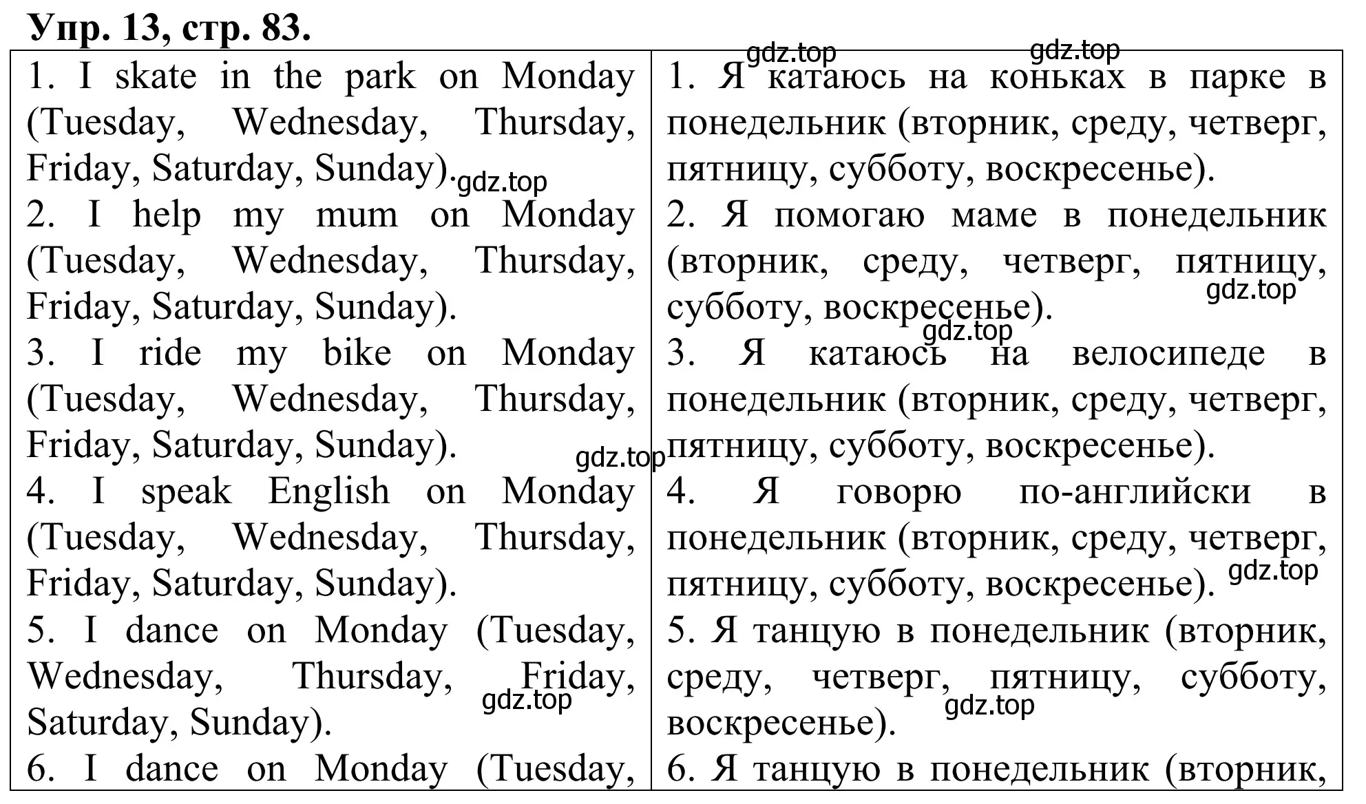 Решение номер 13 (страница 83) гдз по английскому языку 3 класс Афанасьева, Михеева, лексико-грамматический практикум