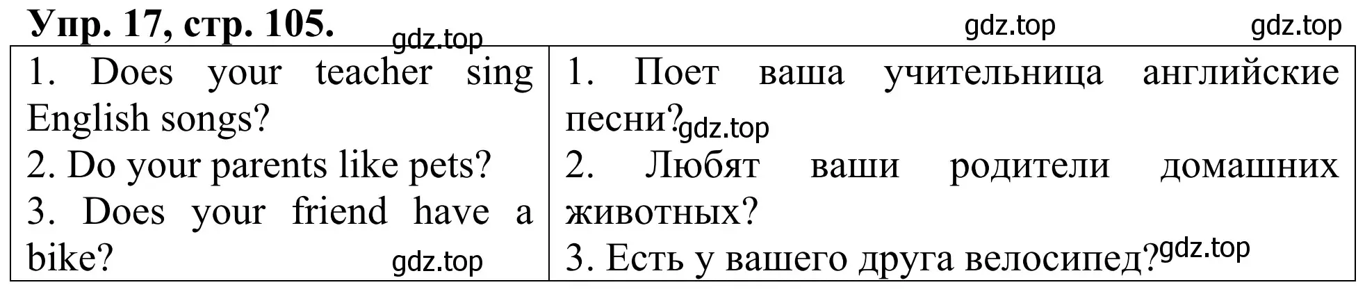 Решение номер 17 (страница 105) гдз по английскому языку 3 класс Афанасьева, Михеева, лексико-грамматический практикум