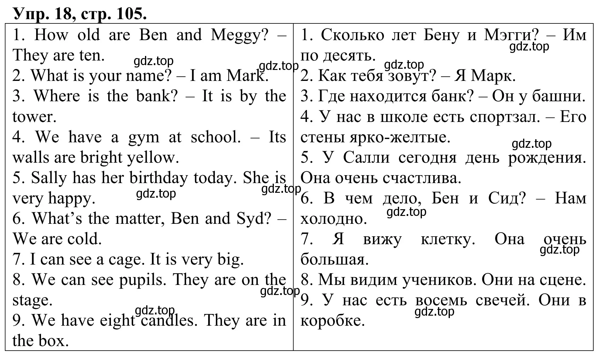 Решение номер 18 (страница 105) гдз по английскому языку 3 класс Афанасьева, Михеева, лексико-грамматический практикум