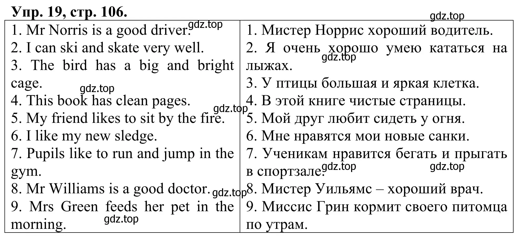 Решение номер 19 (страница 106) гдз по английскому языку 3 класс Афанасьева, Михеева, лексико-грамматический практикум