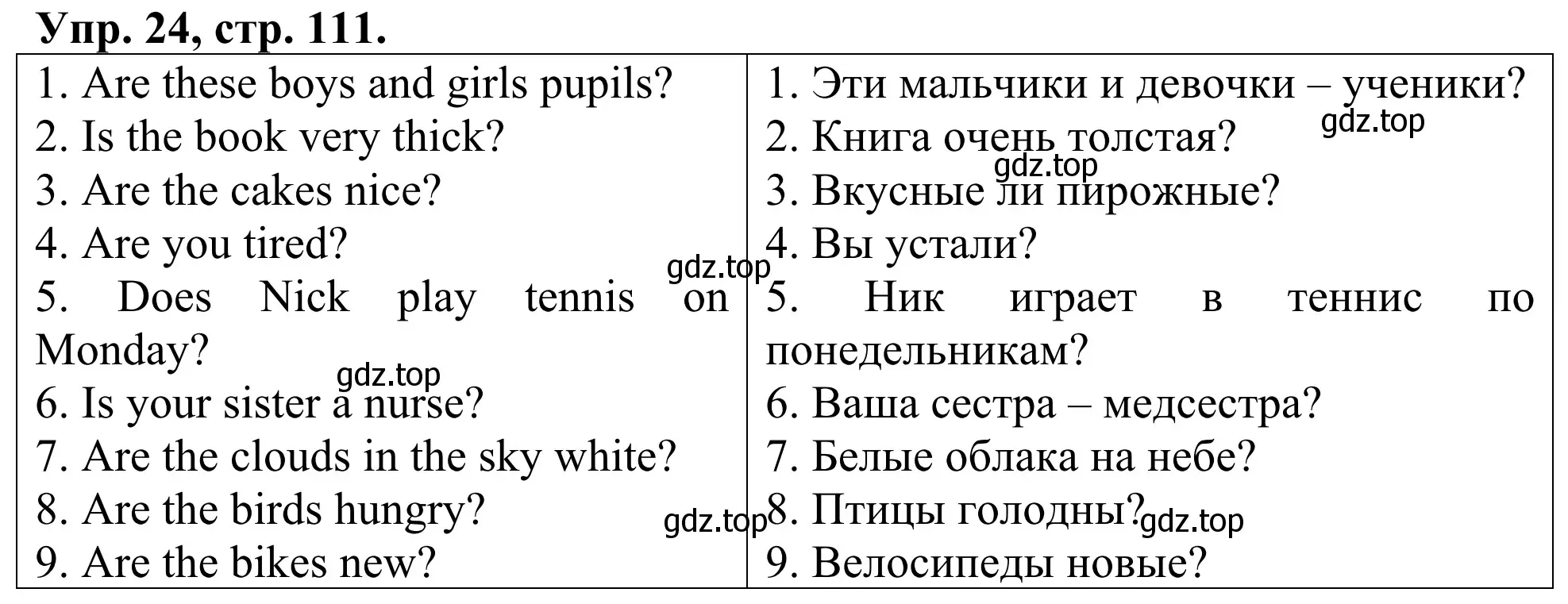 Решение номер 24 (страница 111) гдз по английскому языку 3 класс Афанасьева, Михеева, лексико-грамматический практикум