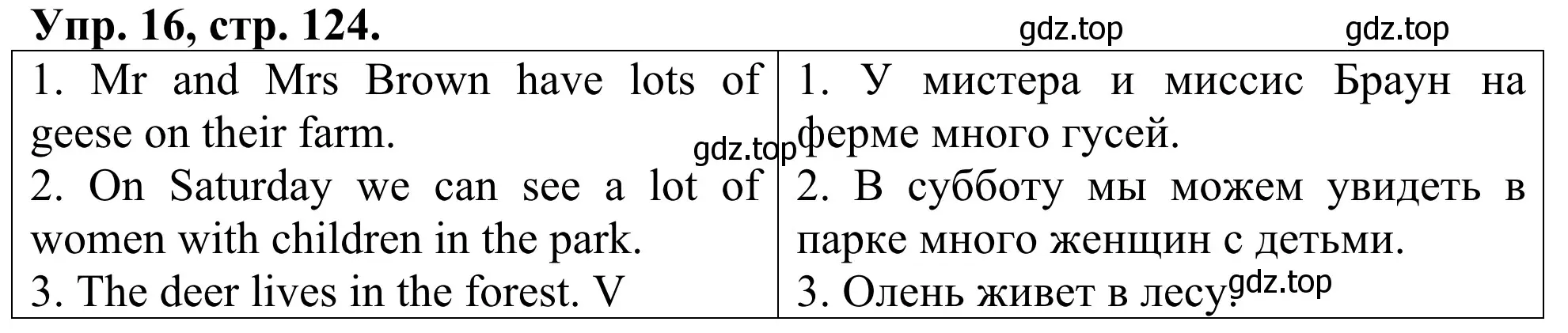 Решение номер 16 (страница 124) гдз по английскому языку 3 класс Афанасьева, Михеева, лексико-грамматический практикум