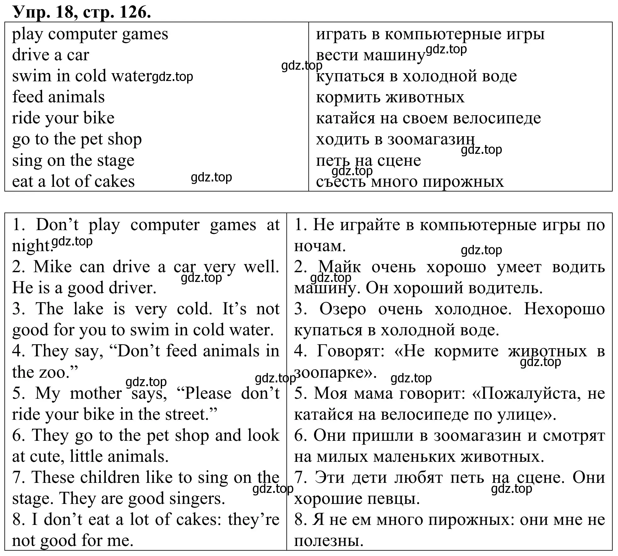 Решение номер 18 (страница 126) гдз по английскому языку 3 класс Афанасьева, Михеева, лексико-грамматический практикум