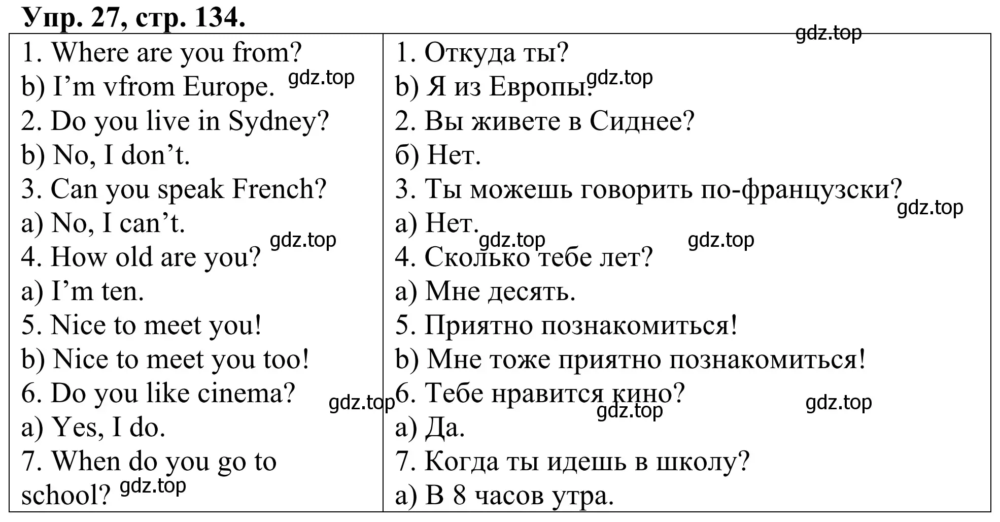 Решение номер 27 (страница 134) гдз по английскому языку 3 класс Афанасьева, Михеева, лексико-грамматический практикум