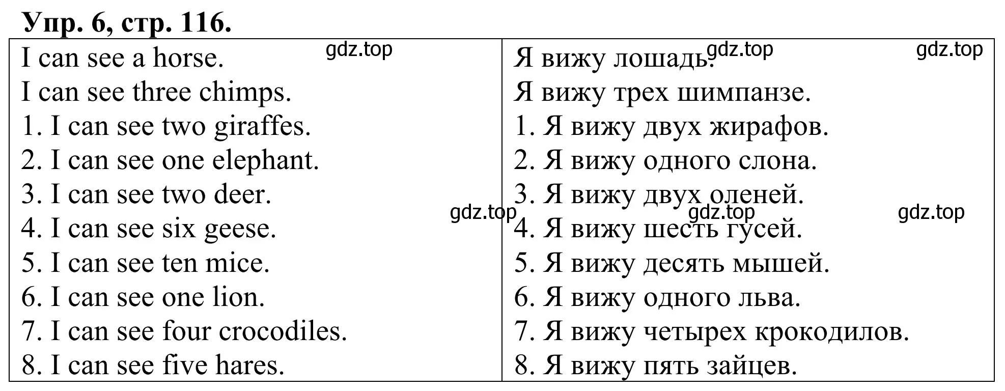 Решение номер 6 (страница 116) гдз по английскому языку 3 класс Афанасьева, Михеева, лексико-грамматический практикум