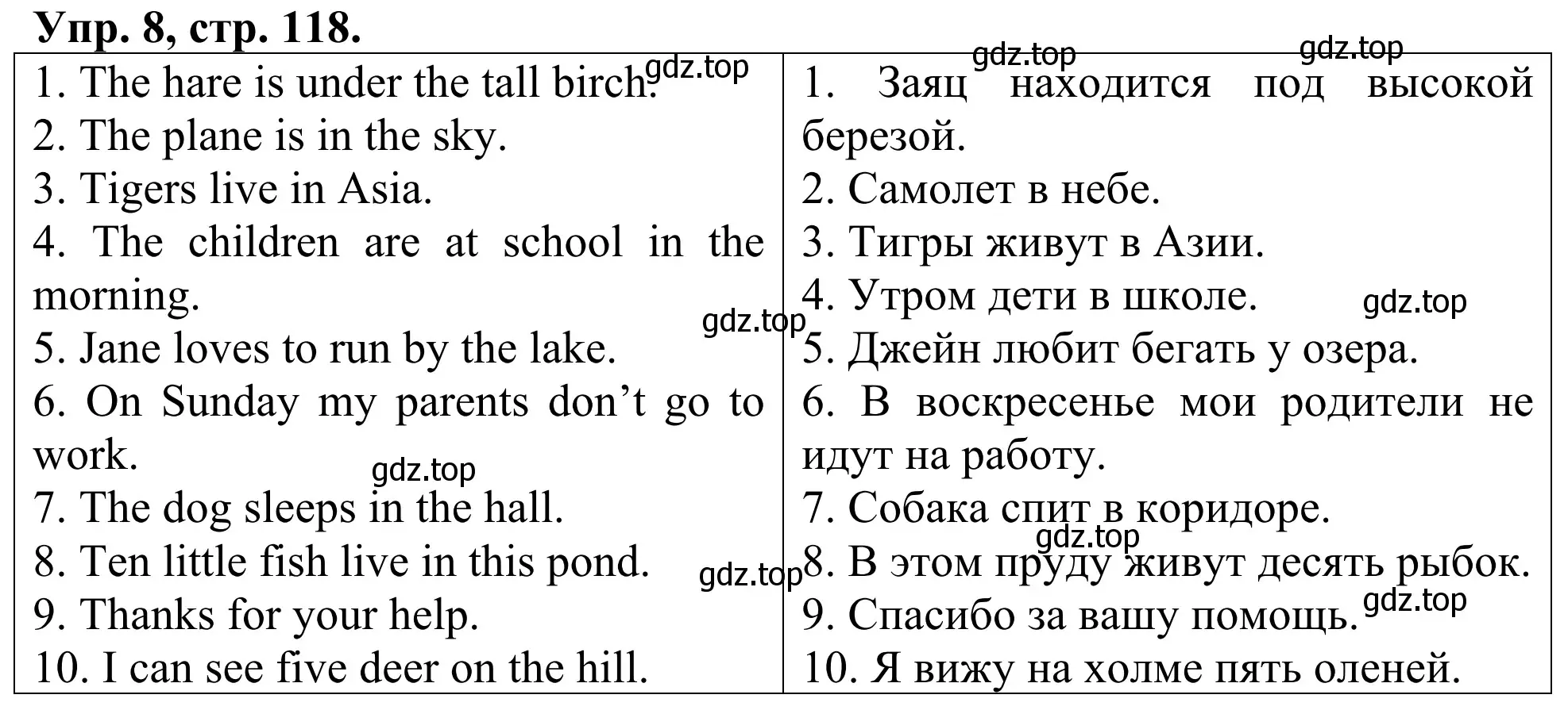 Решение номер 8 (страница 118) гдз по английскому языку 3 класс Афанасьева, Михеева, лексико-грамматический практикум