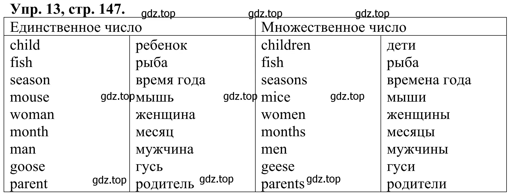 Решение номер 13 (страница 147) гдз по английскому языку 3 класс Афанасьева, Михеева, лексико-грамматический практикум