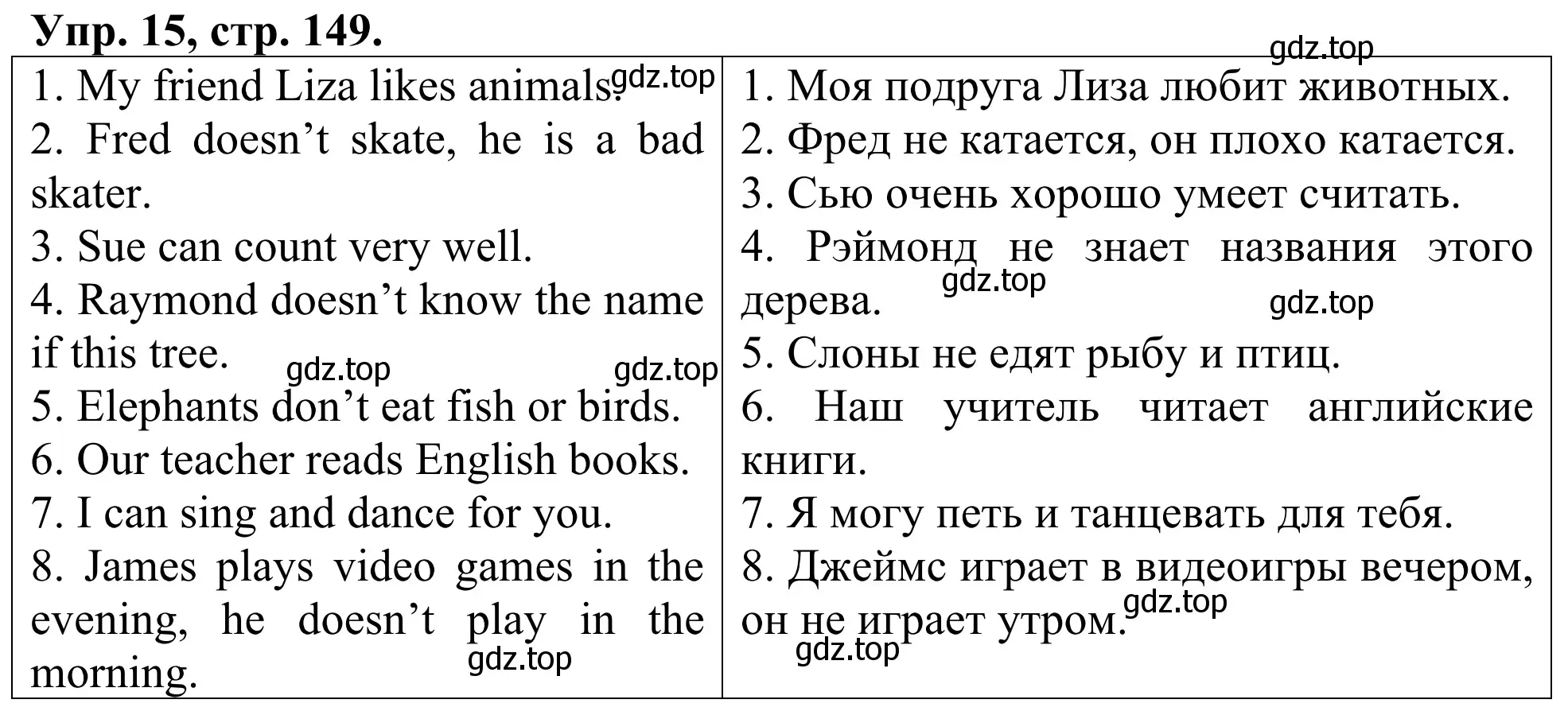 Решение номер 15 (страница 149) гдз по английскому языку 3 класс Афанасьева, Михеева, лексико-грамматический практикум