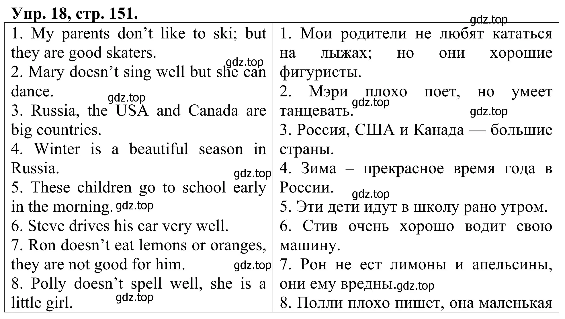 Решение номер 18 (страница 151) гдз по английскому языку 3 класс Афанасьева, Михеева, лексико-грамматический практикум