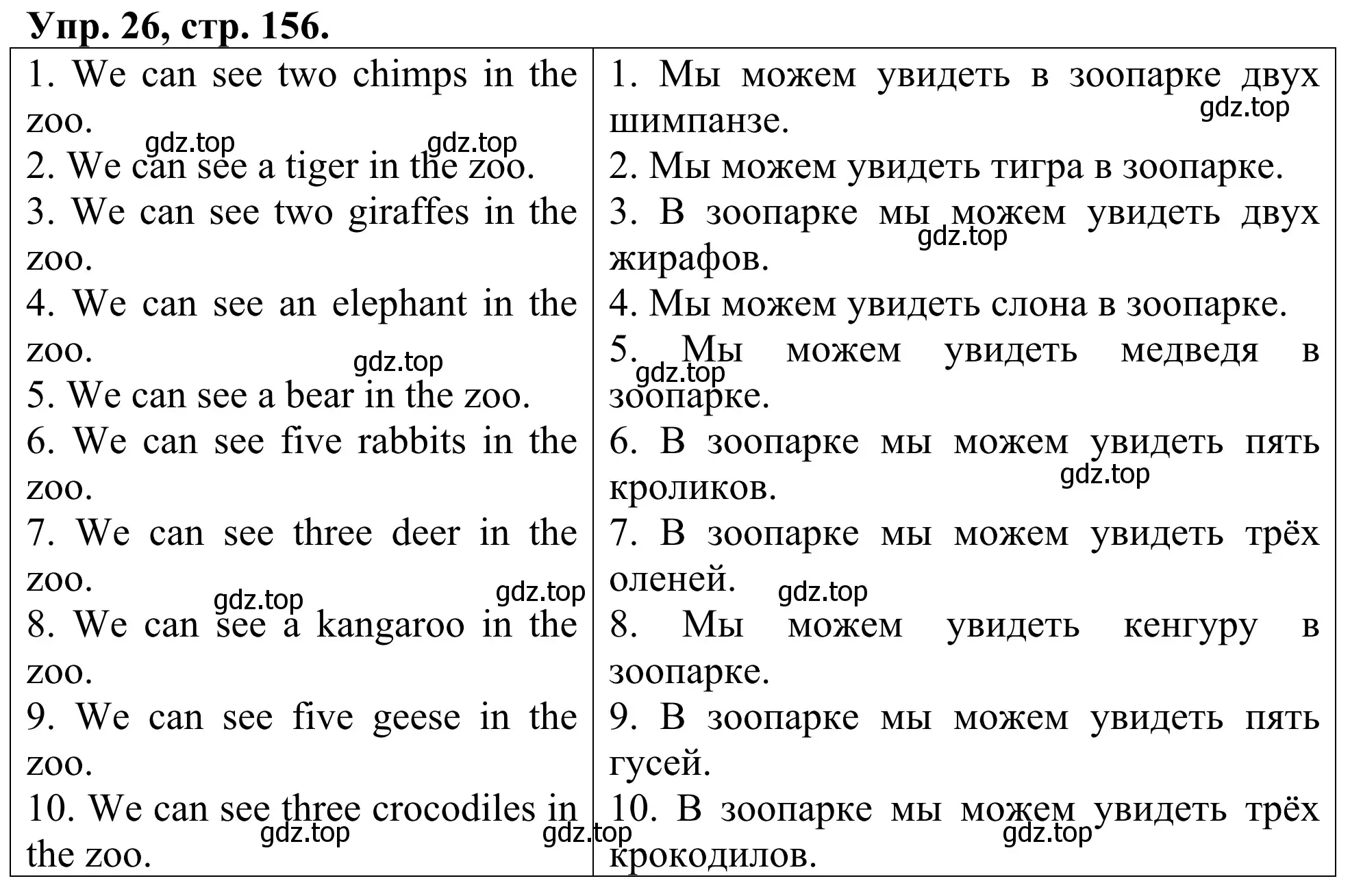 Решение номер 26 (страница 156) гдз по английскому языку 3 класс Афанасьева, Михеева, лексико-грамматический практикум