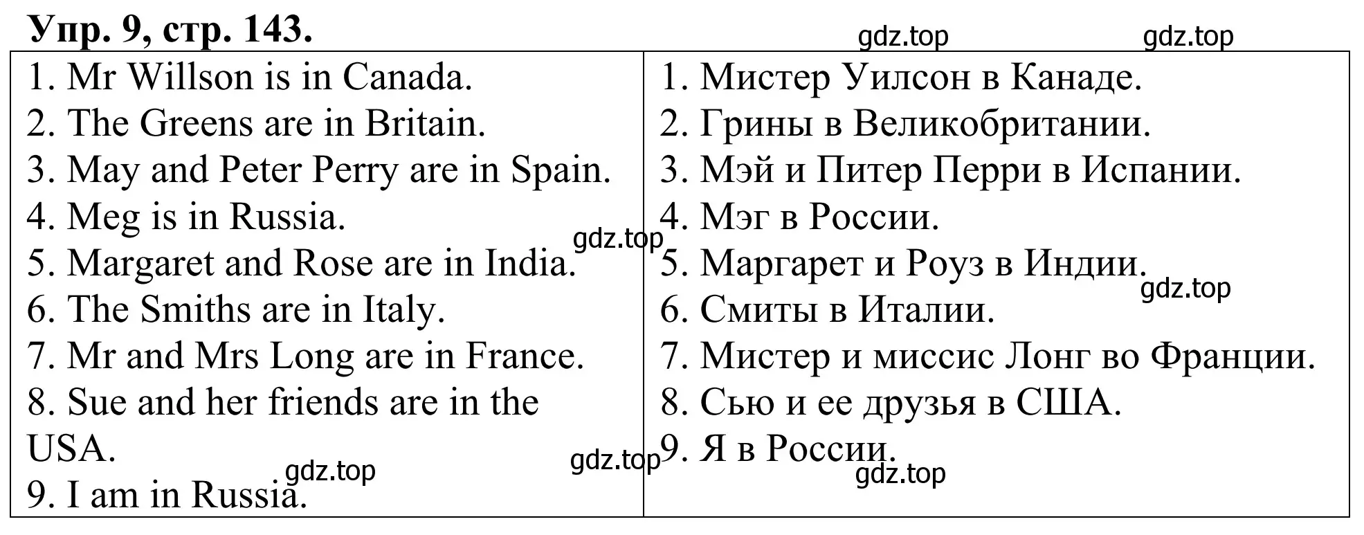 Решение номер 9 (страница 143) гдз по английскому языку 3 класс Афанасьева, Михеева, лексико-грамматический практикум