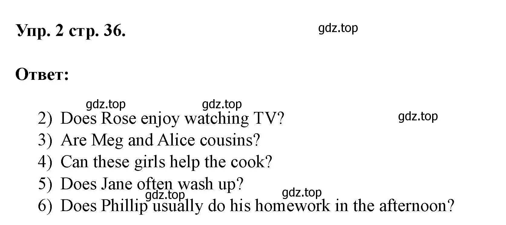 Решение номер 2 (страница 36) гдз по английскому языку 3 класс Афанасьева, Баранова, рабочая тетрадь 1 часть
