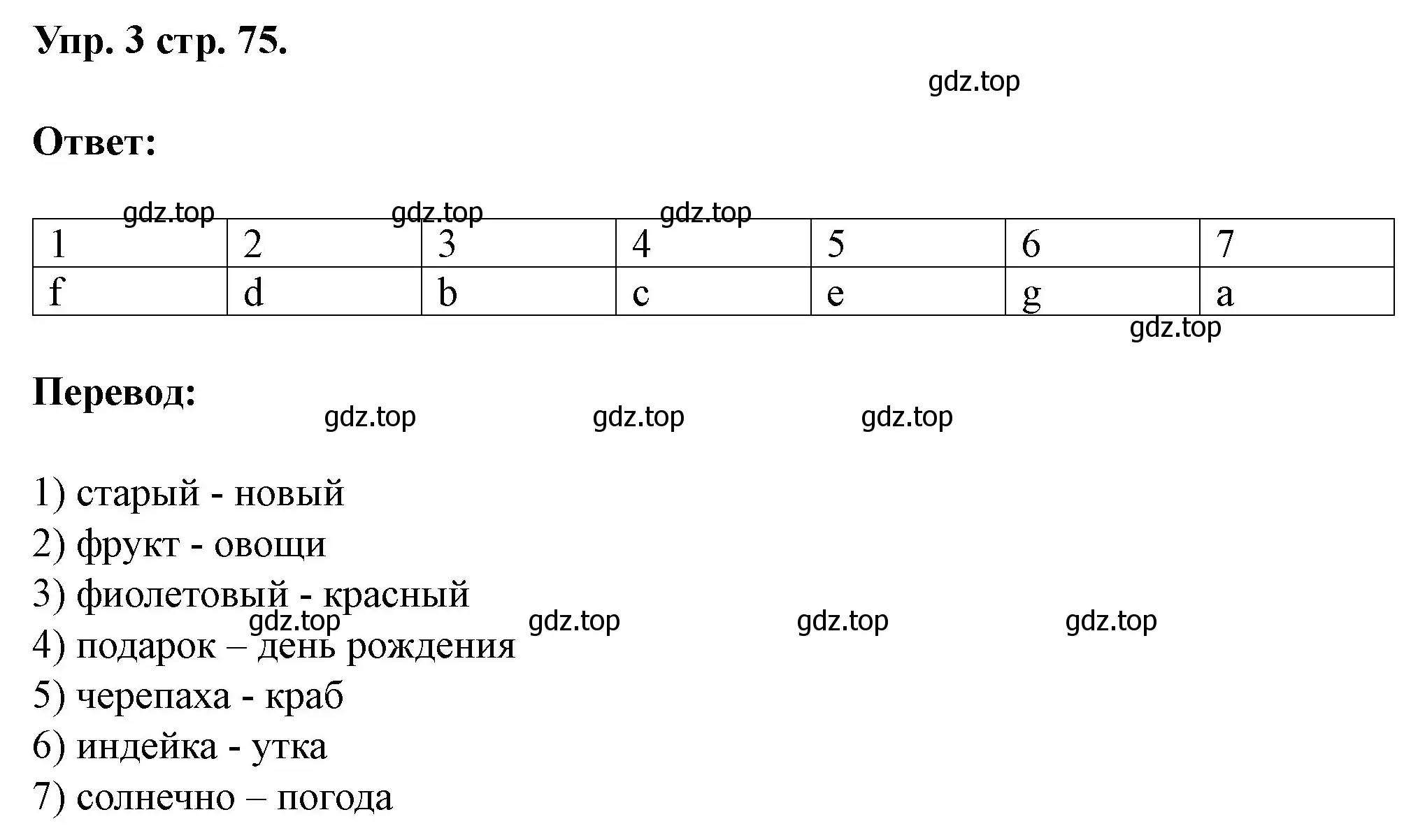 Решение номер 3 (страница 75) гдз по английскому языку 3 класс Афанасьева, Баранова, рабочая тетрадь 1 часть