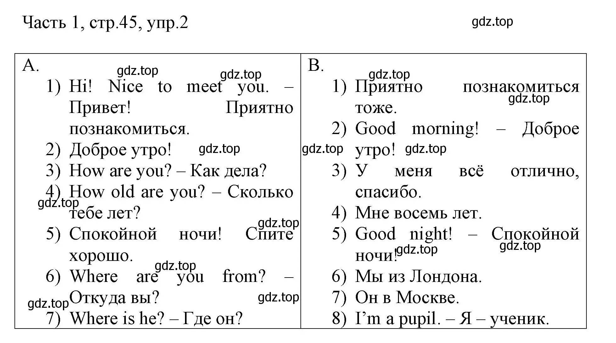 Решение номер 2 (страница 45) гдз по английскому языку 3 класс Афанасьева, Михеева, учебник 1 часть