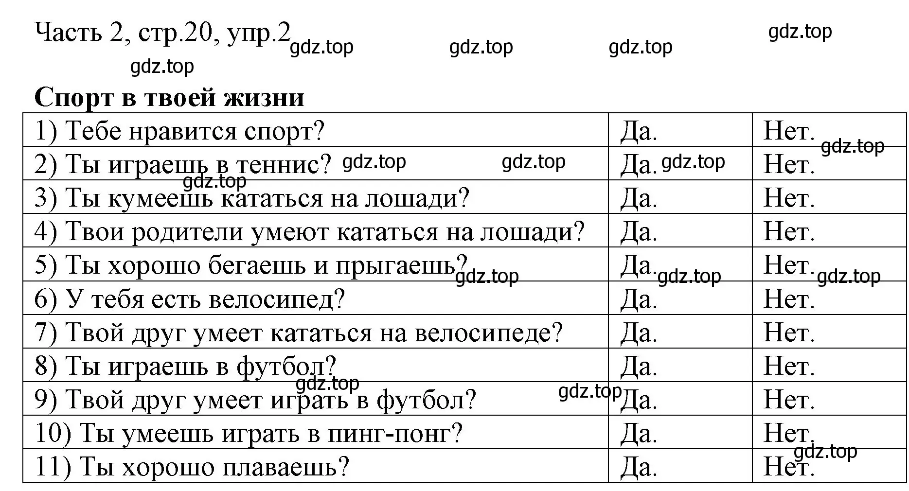 Решение номер 2 (страница 20) гдз по английскому языку 3 класс Афанасьева, Михеева, учебник 2 часть