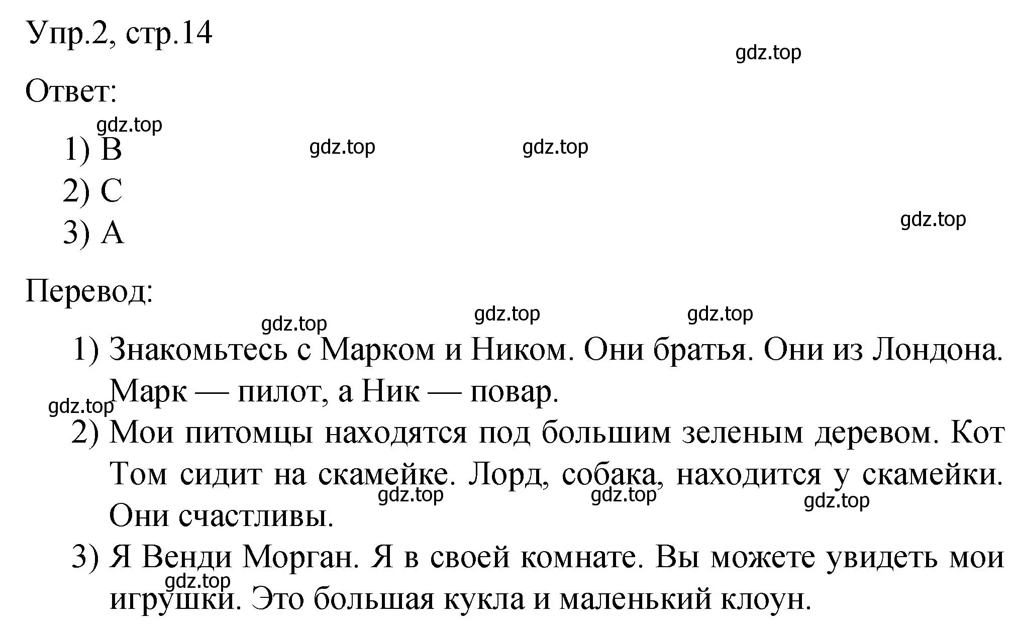 Решение номер 2 (страница 14) гдз по английскому языку 3 класс Афанасьева, Михеева, подготовка к Всероссийским проверочным работам