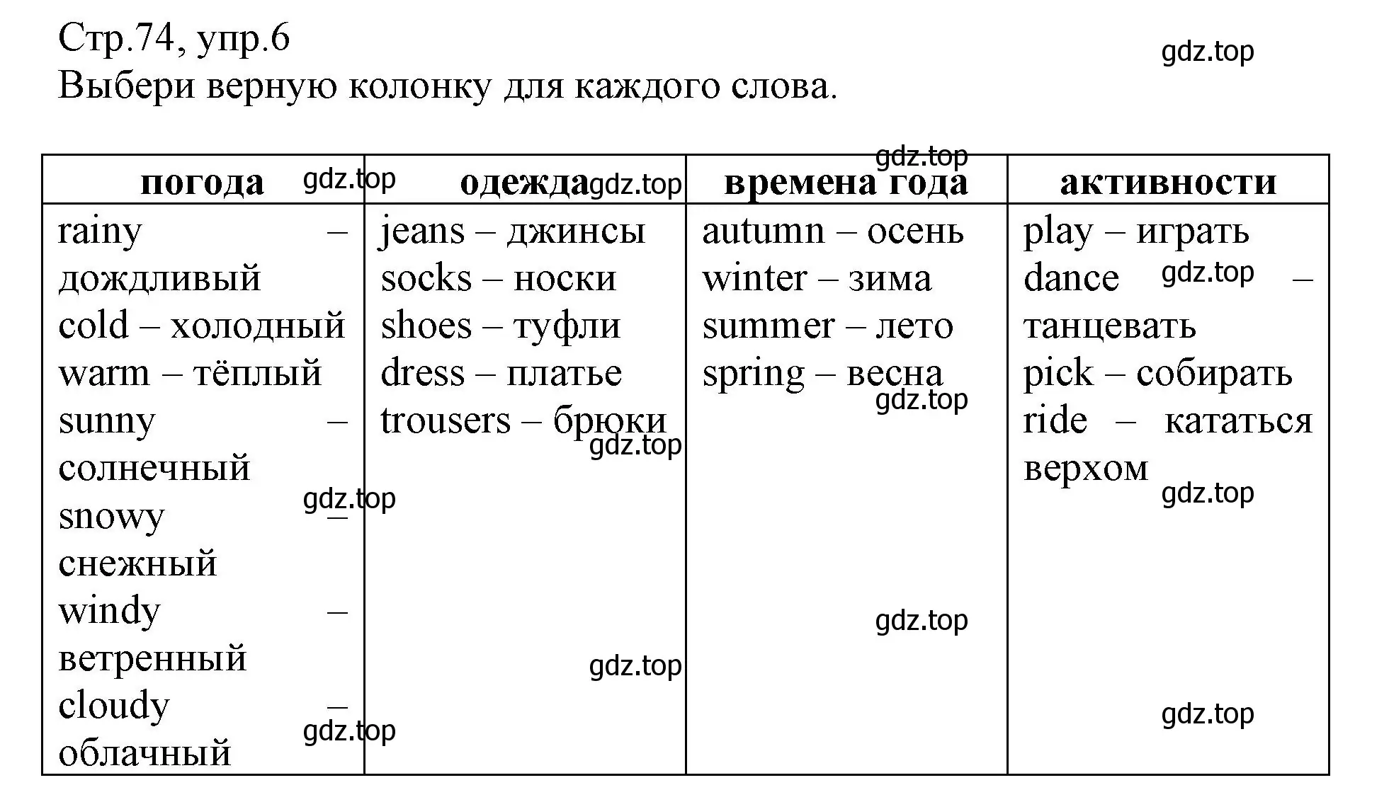 Решение номер 6 (страница 74) гдз по английскому языку 3 класс Котова, сборник упражнений