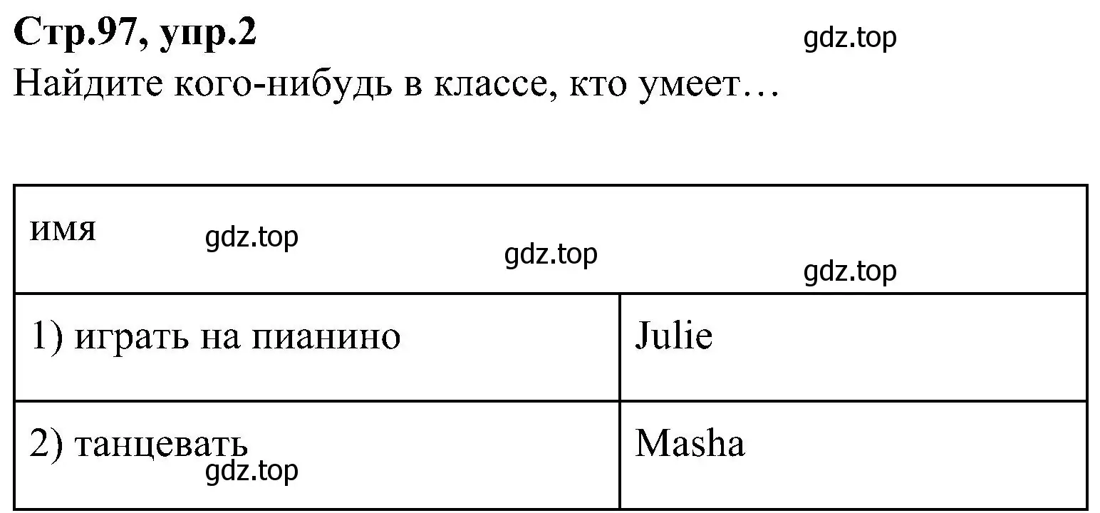 Решение номер 2 (страница 97) гдз по английскому языку 3 класс Баранова, Дули, учебник 1 часть