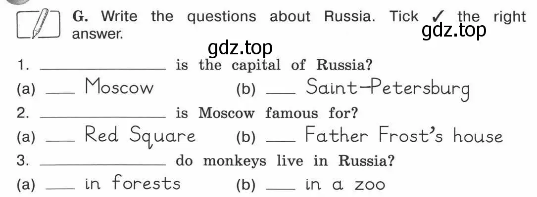Условие номер G (страница 24) гдз по английскому языку 3 класс Вербицкая, Эббс, рабочая тетрадь