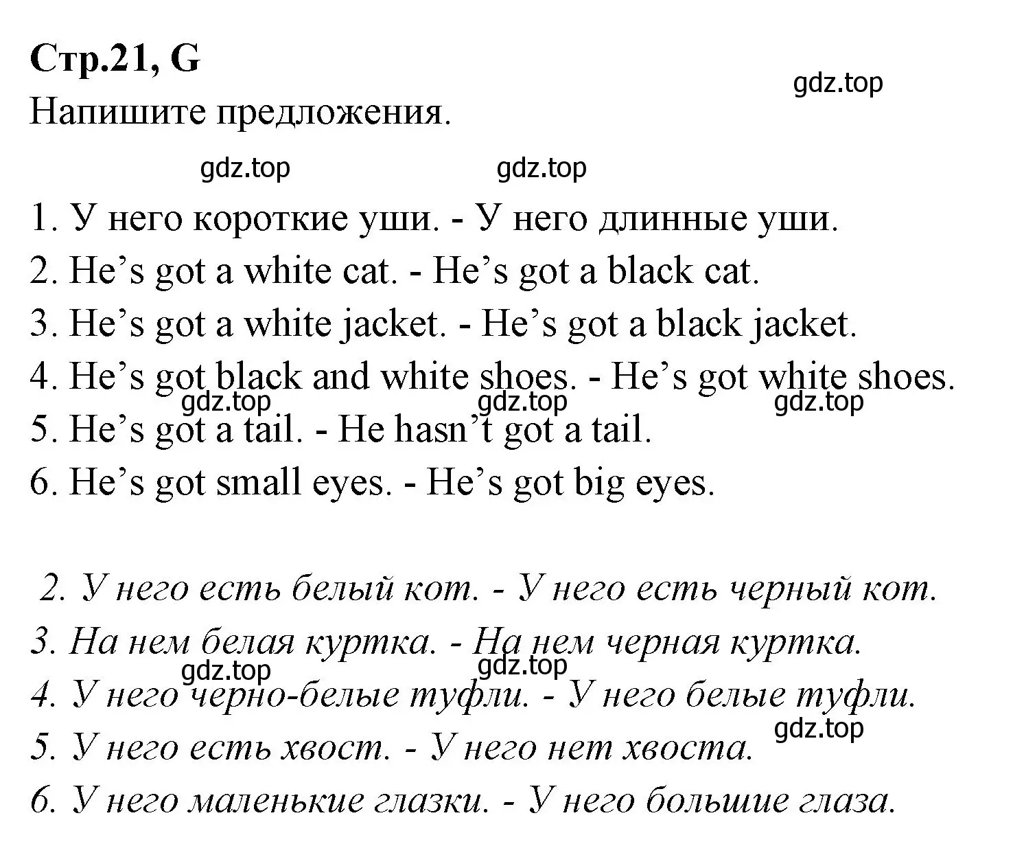 Решение номер G (страница 21) гдз по английскому языку 3 класс Вербицкая, Эббс, рабочая тетрадь