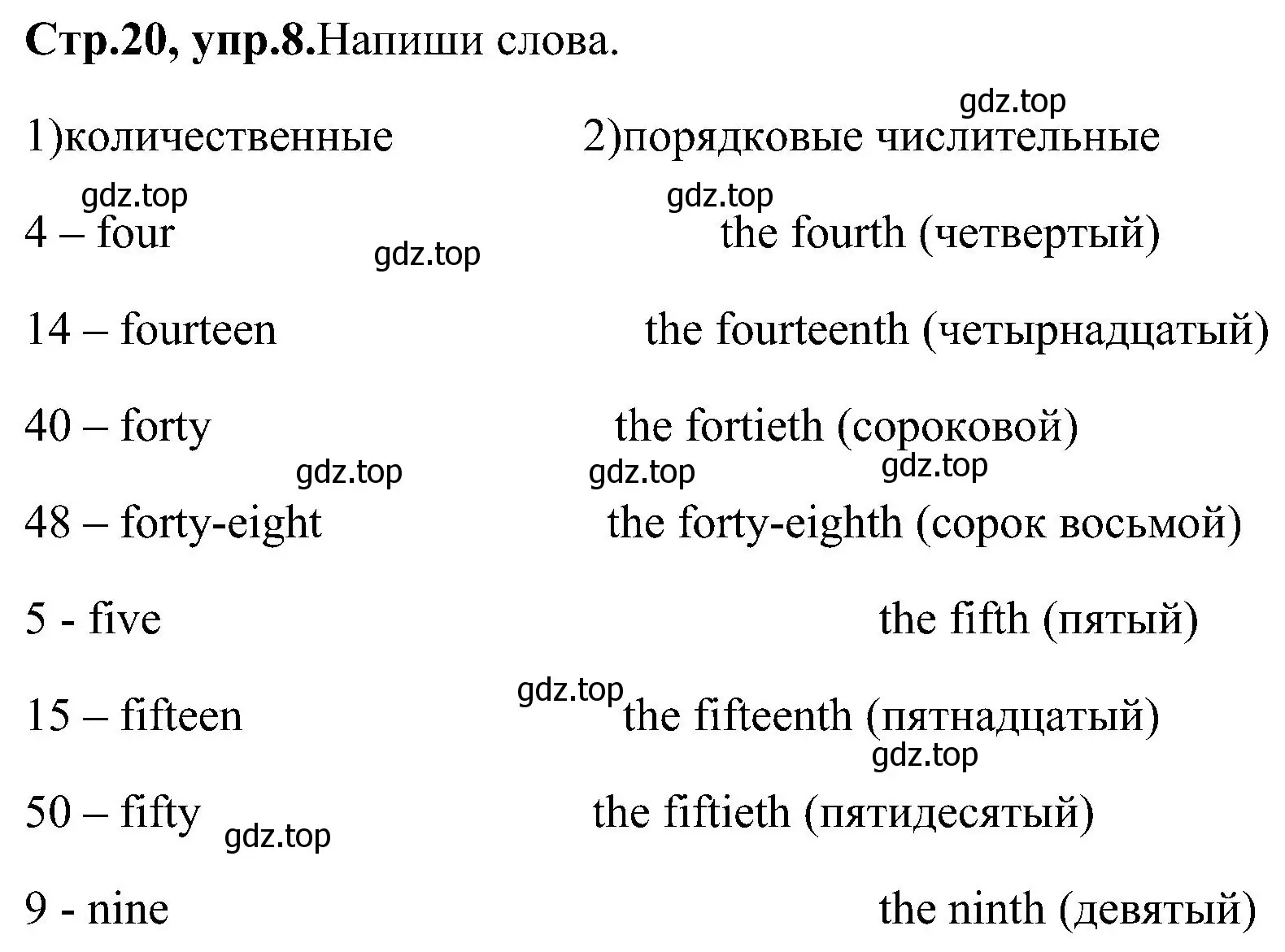 Решение номер 8 (страница 20) гдз по английскому языку 3 класс Верещагина, Притыкина, рабочая тетрадь