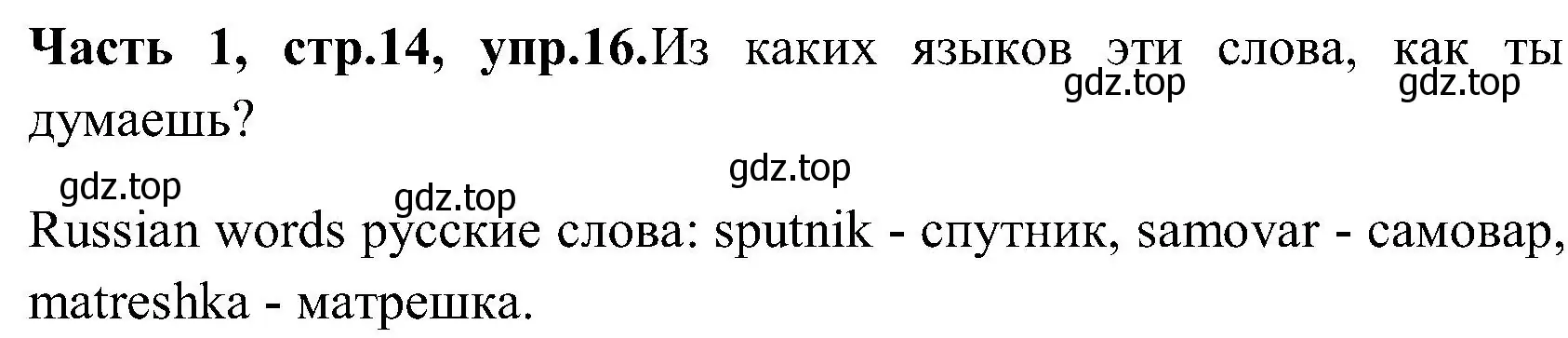 Решение номер 16 (страница 14) гдз по английскому языку 3 класс Верещагина, Притыкина, учебник 1 часть