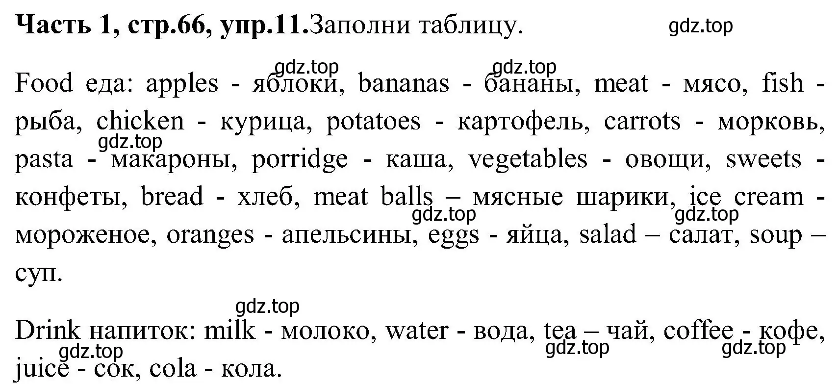 Решение номер 11 (страница 66) гдз по английскому языку 3 класс Верещагина, Притыкина, учебник 1 часть