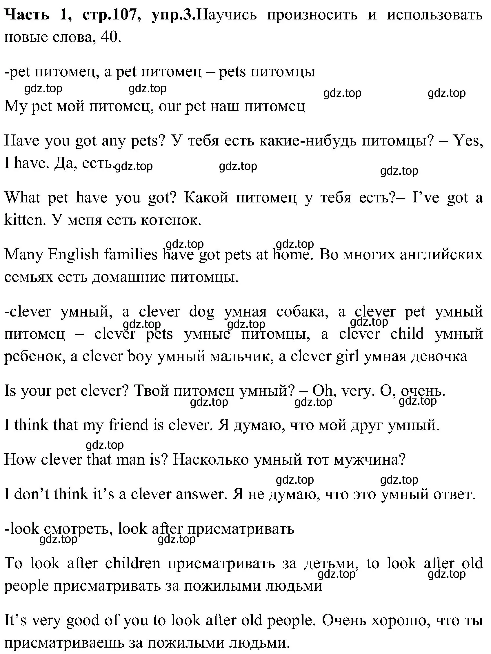 Решение номер 3 (страница 107) гдз по английскому языку 3 класс Верещагина, Притыкина, учебник 1 часть