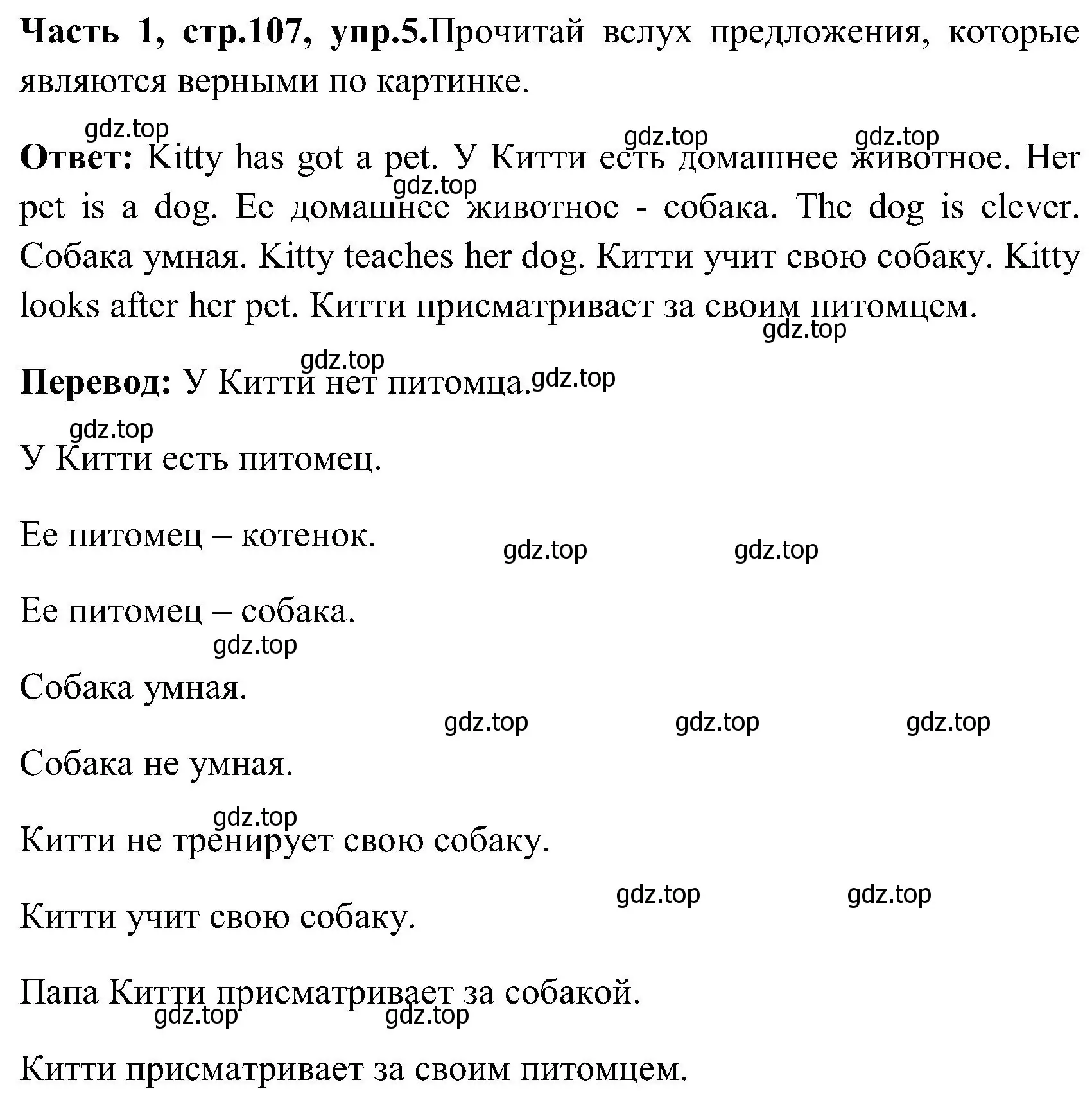 Решение номер 5 (страница 107) гдз по английскому языку 3 класс Верещагина, Притыкина, учебник 1 часть