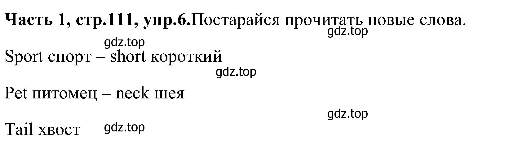 Решение номер 6 (страница 111) гдз по английскому языку 3 класс Верещагина, Притыкина, учебник 1 часть