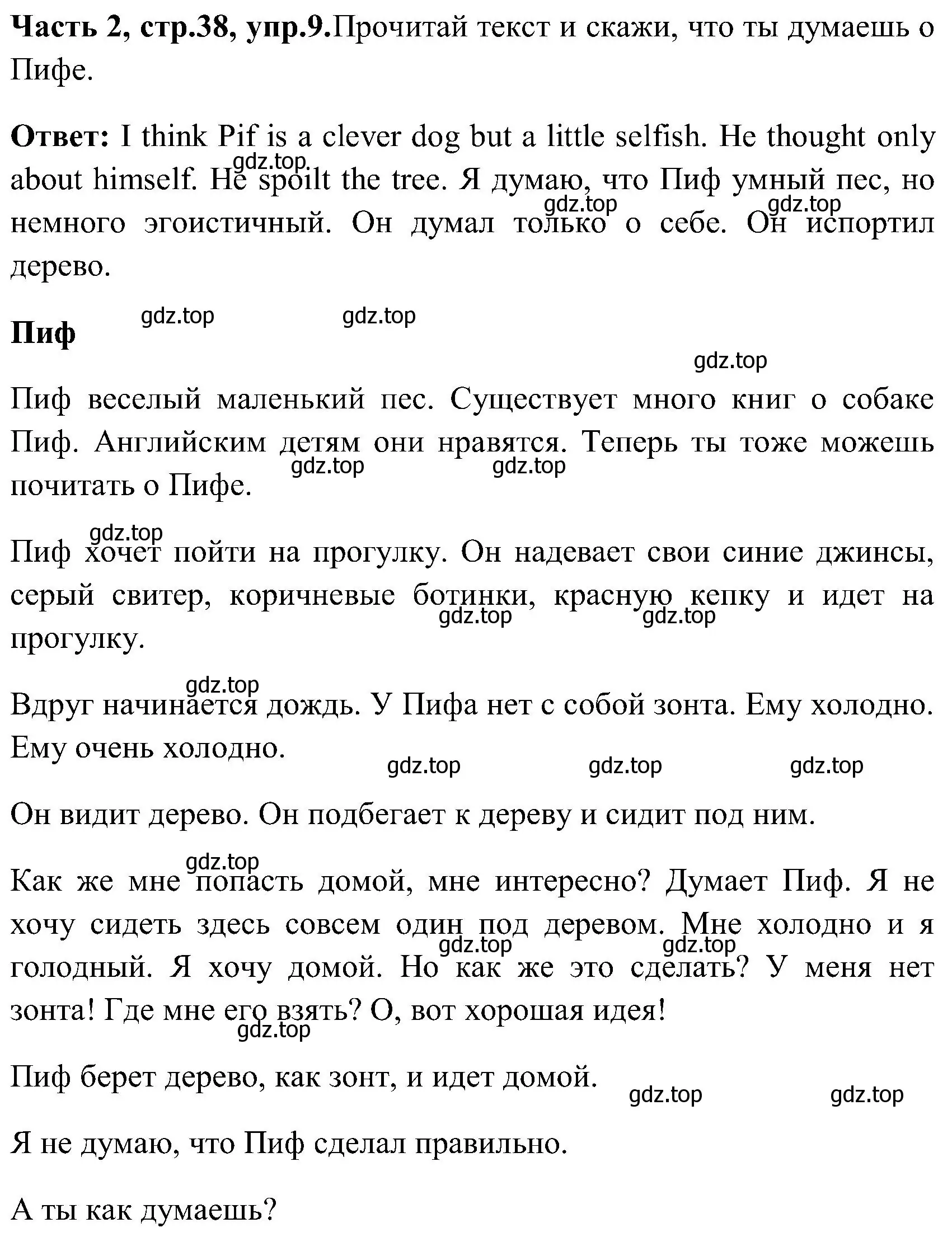 Решение номер 9 (страница 38) гдз по английскому языку 3 класс Верещагина, Притыкина, учебник 2 часть