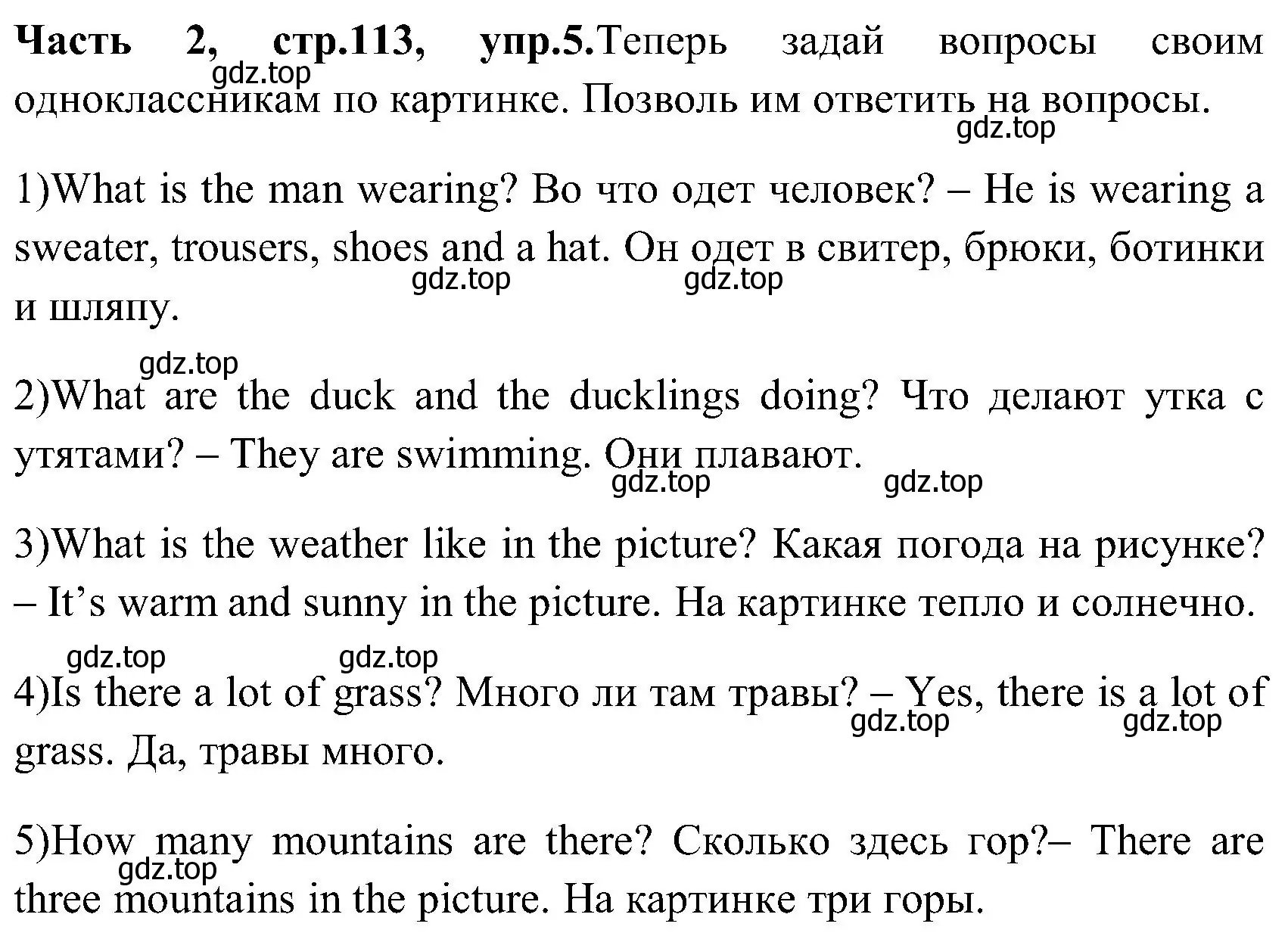 Решение номер 5 (страница 113) гдз по английскому языку 3 класс Верещагина, Притыкина, учебник 2 часть