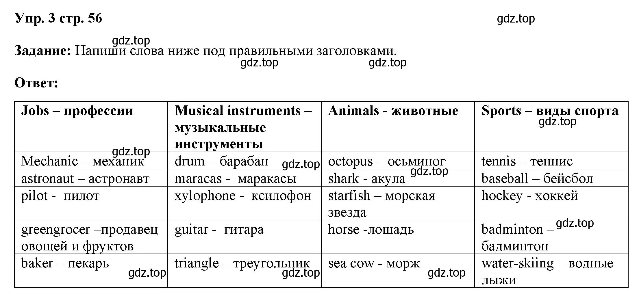 Решение номер 3 (страница 56) гдз по английскому языку 4 класс Баранова, Дули, учебник 1 часть