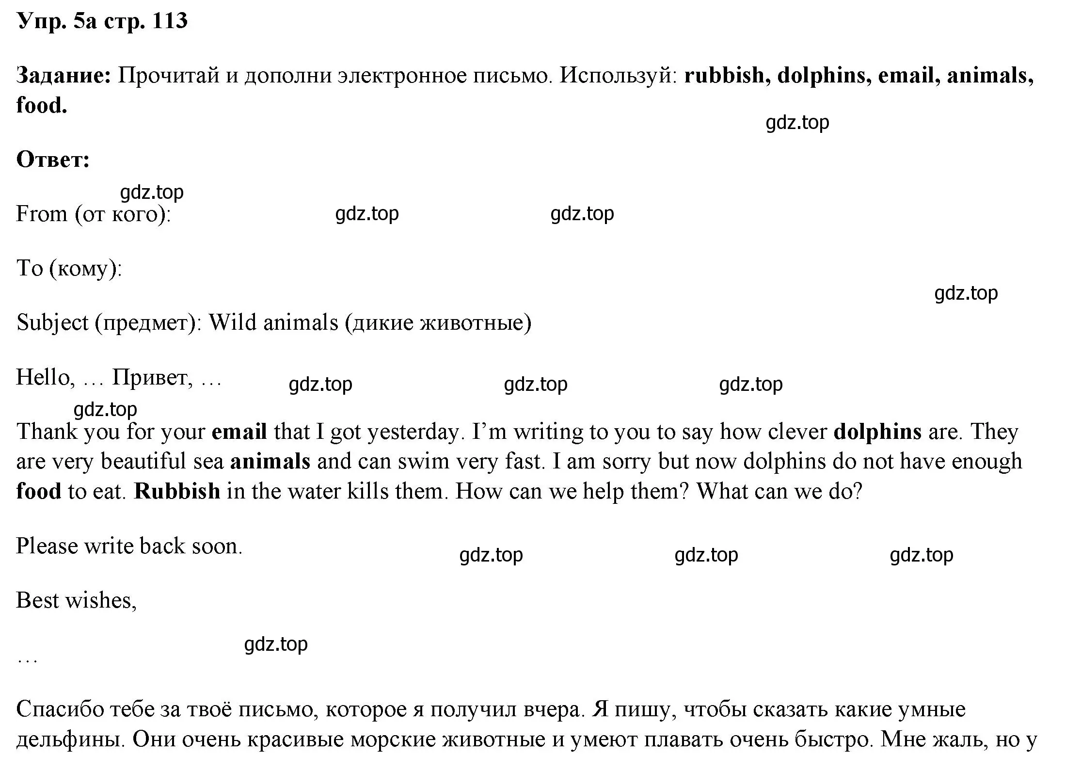 Решение номер 5 (страница 113) гдз по английскому языку 4 класс Баранова, Дули, учебник 1 часть