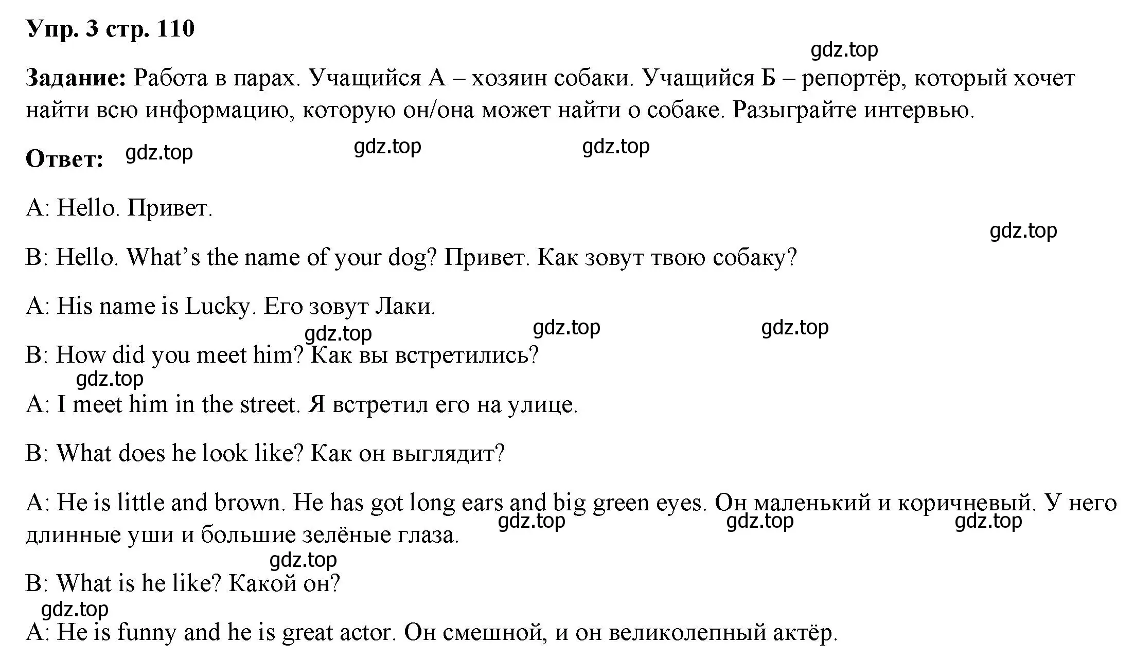 Решение номер 3 (страница 110) гдз по английскому языку 4 класс Баранова, Дули, учебник 2 часть