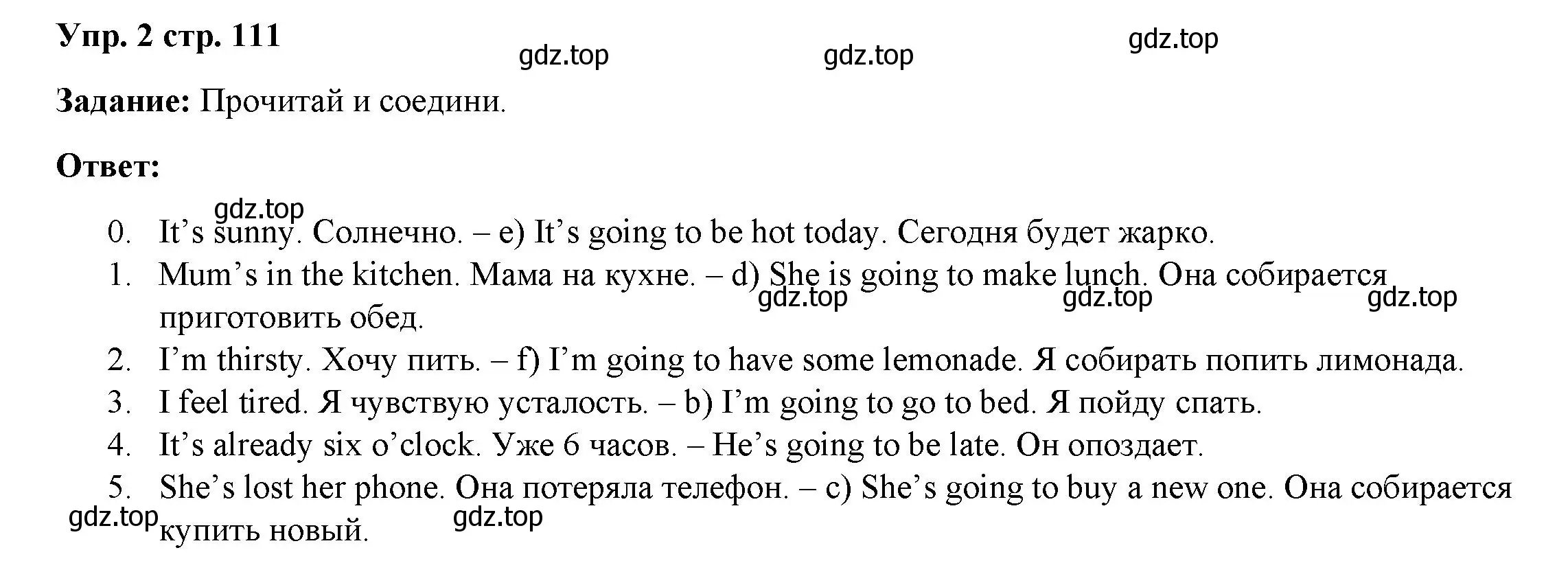 Решение номер 2 (страница 111) гдз по английскому языку 4 класс Баранова, Дули, учебник 2 часть