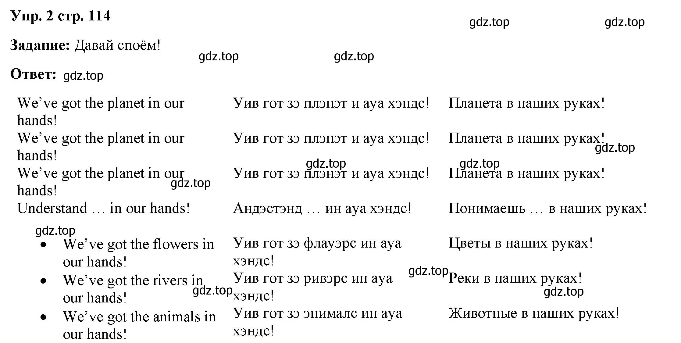 Решение номер 2 (страница 114) гдз по английскому языку 4 класс Баранова, Дули, учебник 2 часть