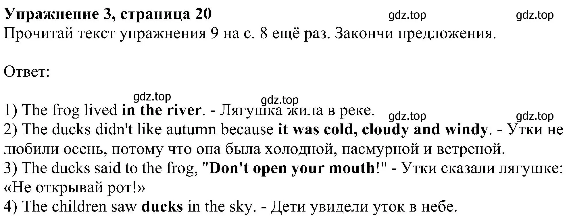 Решение номер 3 (страница 20) гдз по английскому языку 4 класс Биболетова, Денисенко, учебник