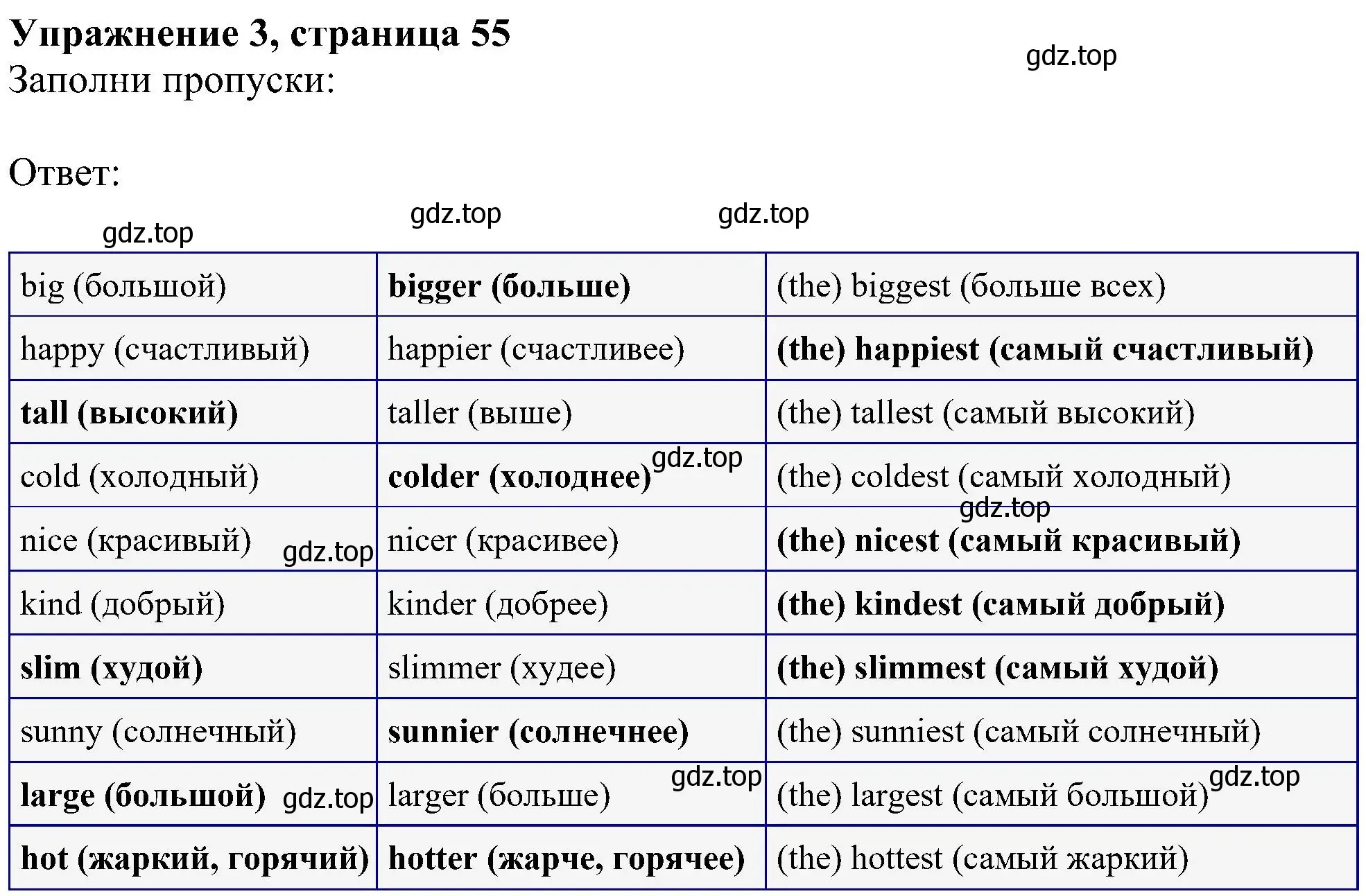 Решение номер 3 (страница 55) гдз по английскому языку 4 класс Биболетова, Денисенко, учебник