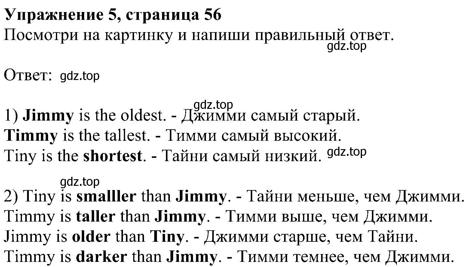 Решение номер 5 (страница 56) гдз по английскому языку 4 класс Биболетова, Денисенко, учебник