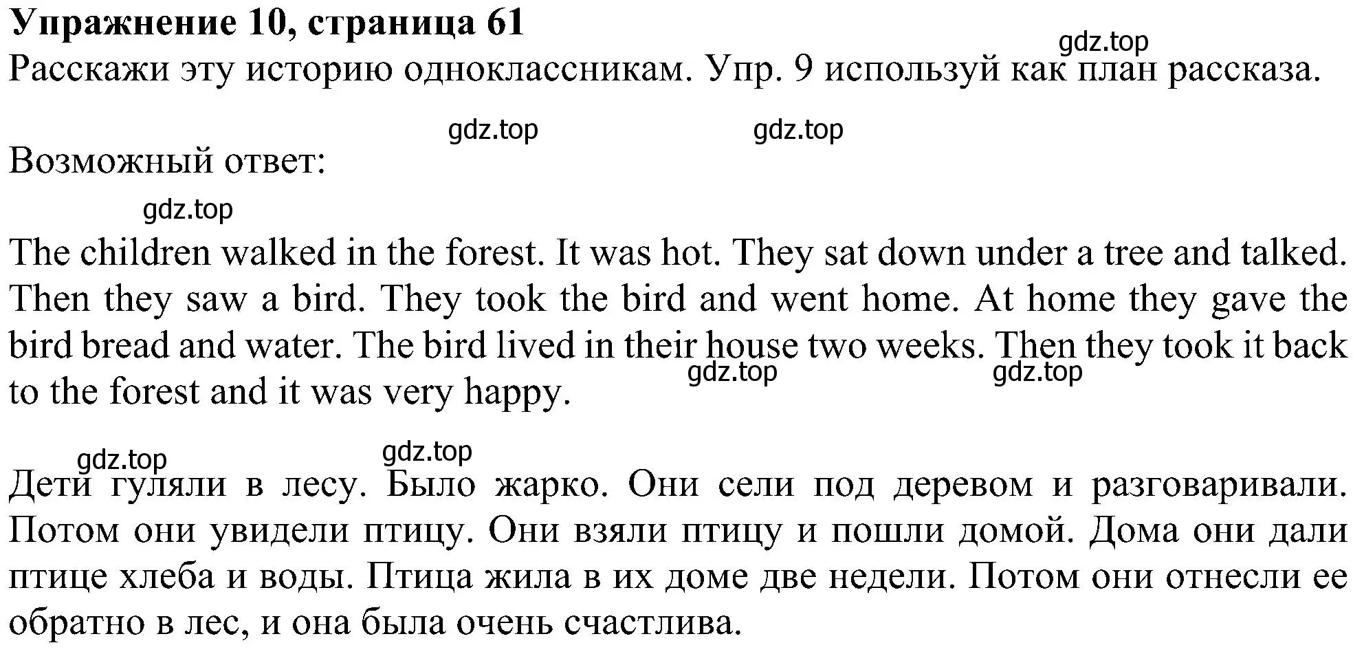 Решение номер 10 (страница 61) гдз по английскому языку 4 класс Биболетова, Денисенко, учебник