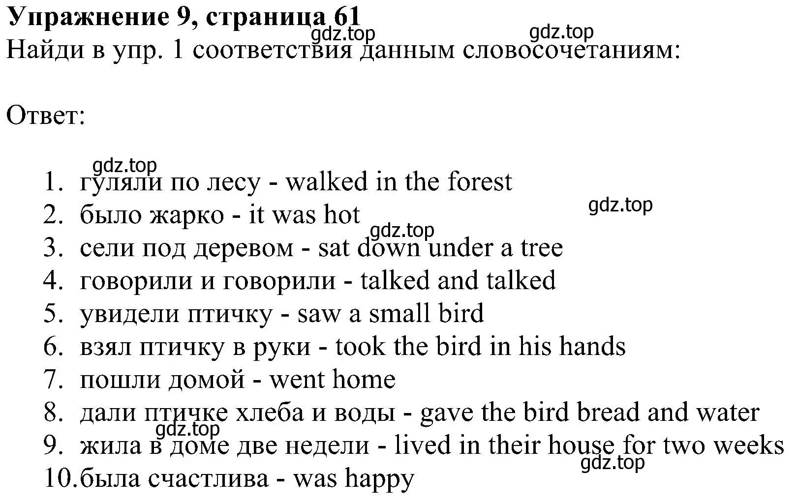 Решение номер 9 (страница 61) гдз по английскому языку 4 класс Биболетова, Денисенко, учебник