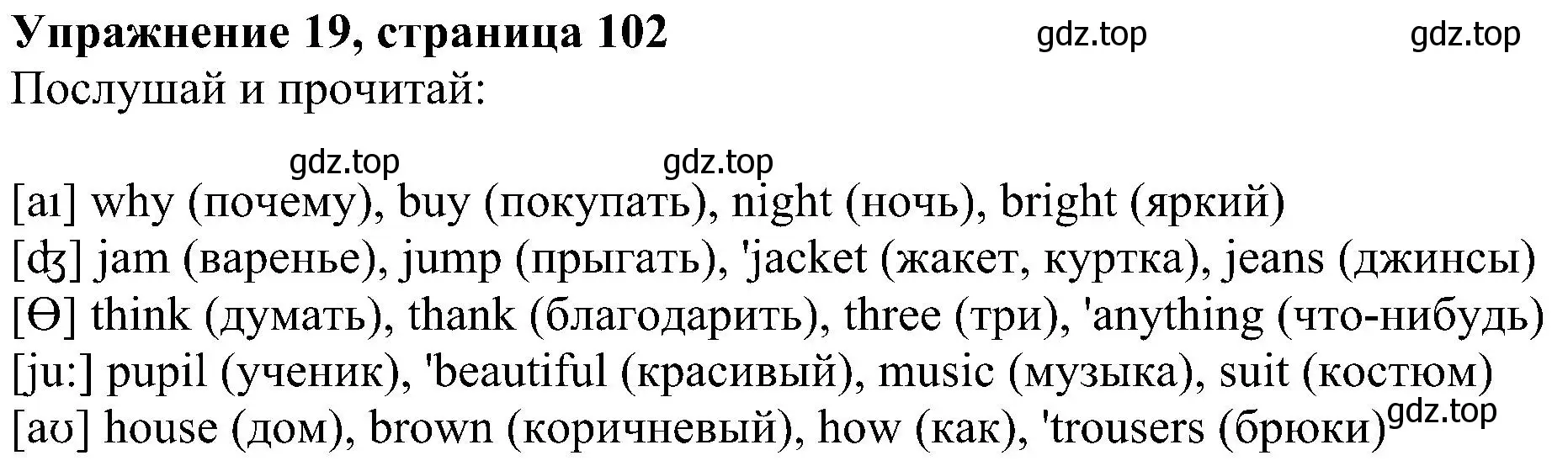 Решение номер 19 (страница 102) гдз по английскому языку 4 класс Биболетова, Денисенко, учебник