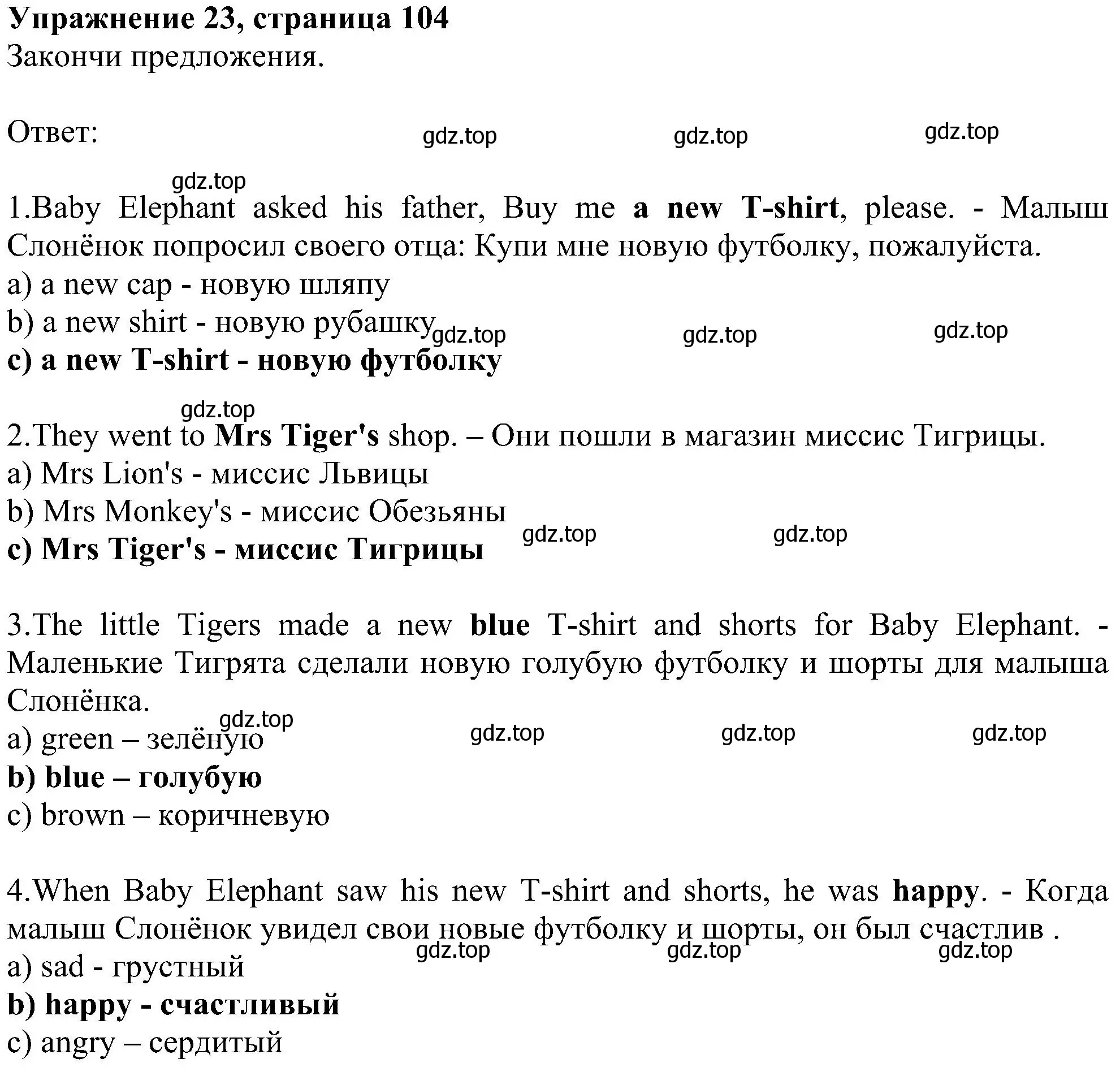 Решение номер 23 (страница 104) гдз по английскому языку 4 класс Биболетова, Денисенко, учебник