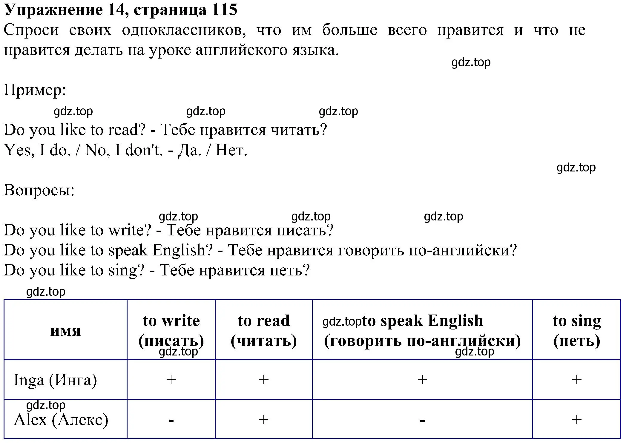 Решение номер 14 (страница 115) гдз по английскому языку 4 класс Биболетова, Денисенко, учебник